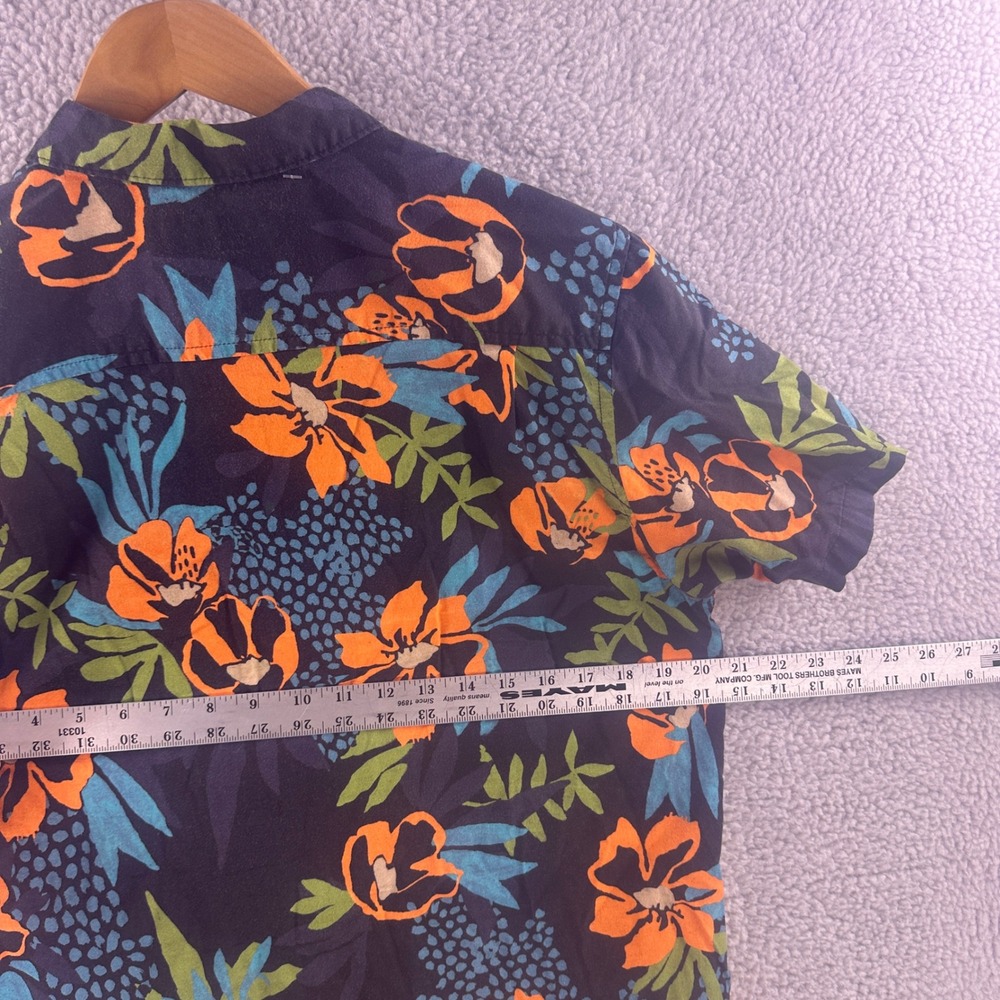 Roark Mens Classic Fit Tropical Floral Button Down Shirt Navy Orange Medium - Picture 5 of 6